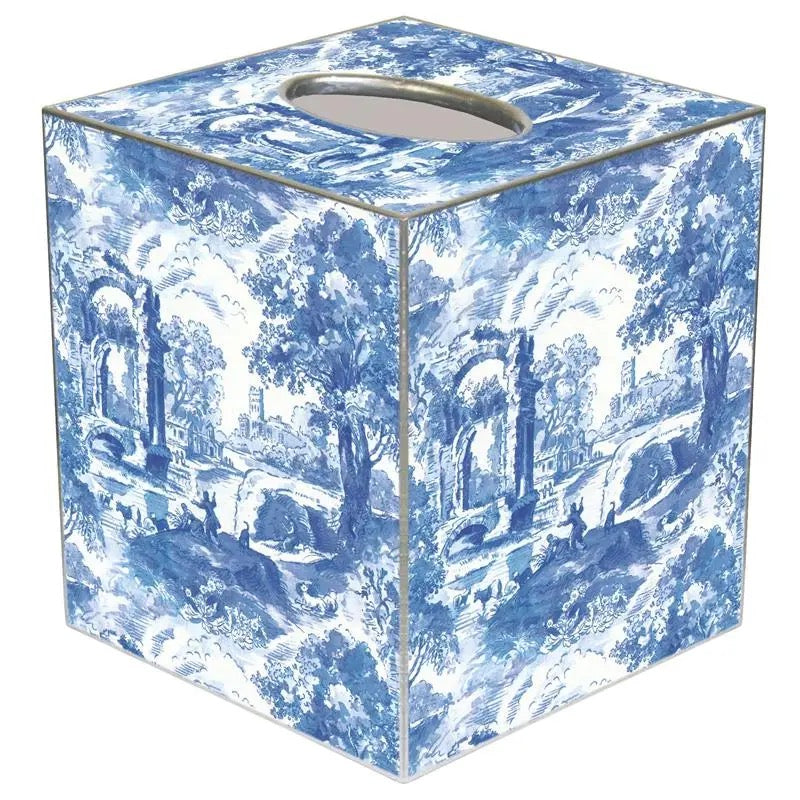 Blue Toile Tissue Box