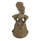 Bronze figurine of a woman in historical attire on a white background