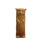 Brown bear-shaped ceramic vase on a white background