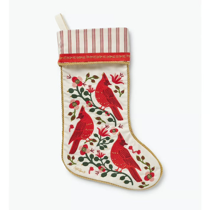 Cardinals Embroidered Stocking