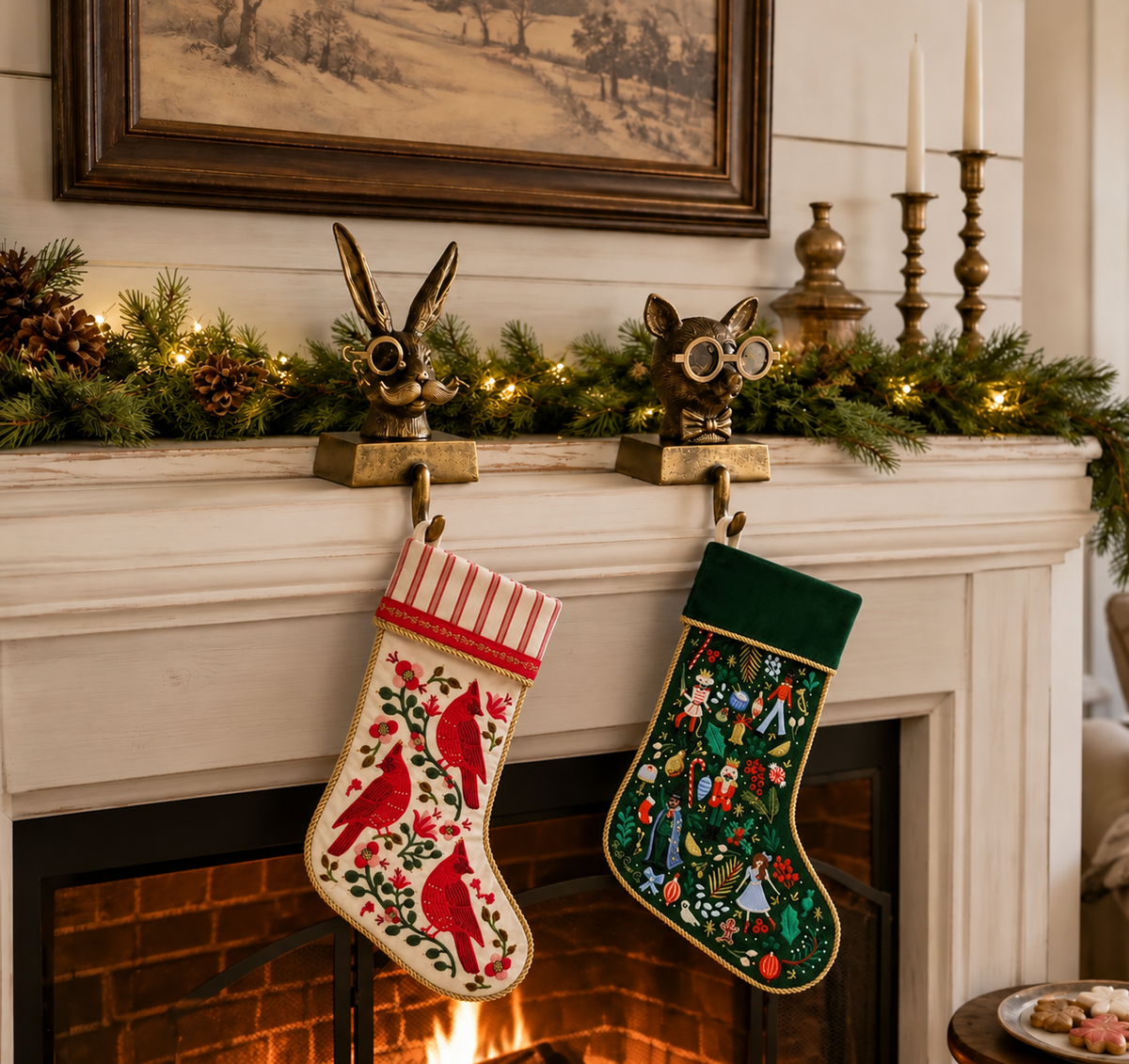 Cardinals Embroidered Stocking