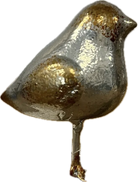 Metallic bird-shaped object on a white background