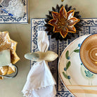 Ceramic Finch Napkin Holder Blue Set of 4