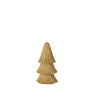 Gold decorative object with a layered, tree-like design on a white background