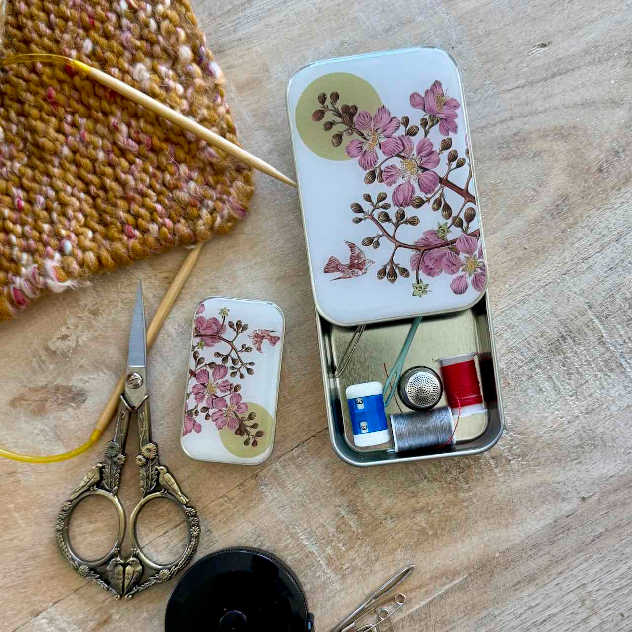 Cherry Blossoms Notions Tin Large