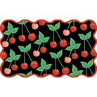 Decorative mat with cherry pattern on a black background