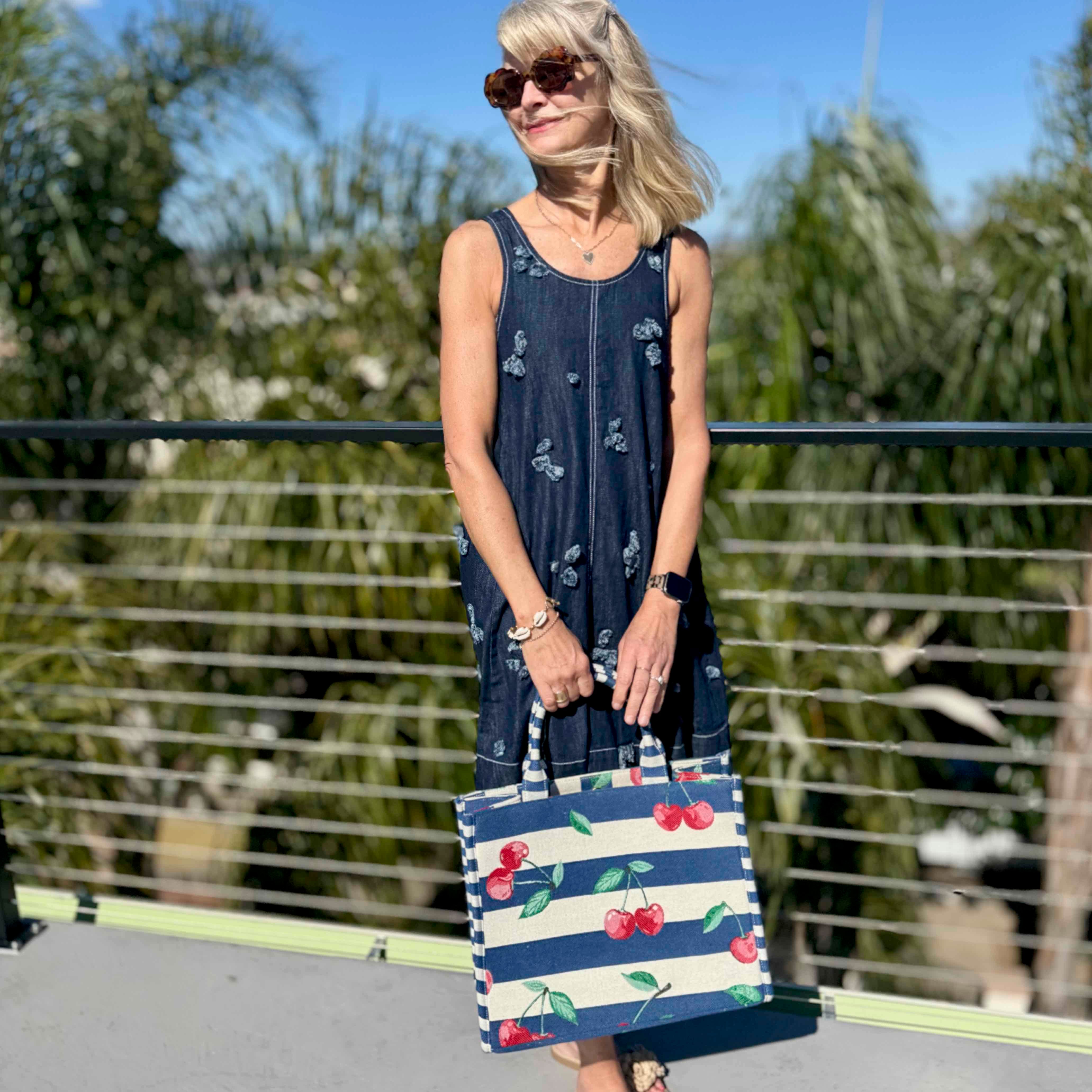 Cherry Striped Tote