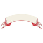 Decorative white banner with red ribbon on a white background