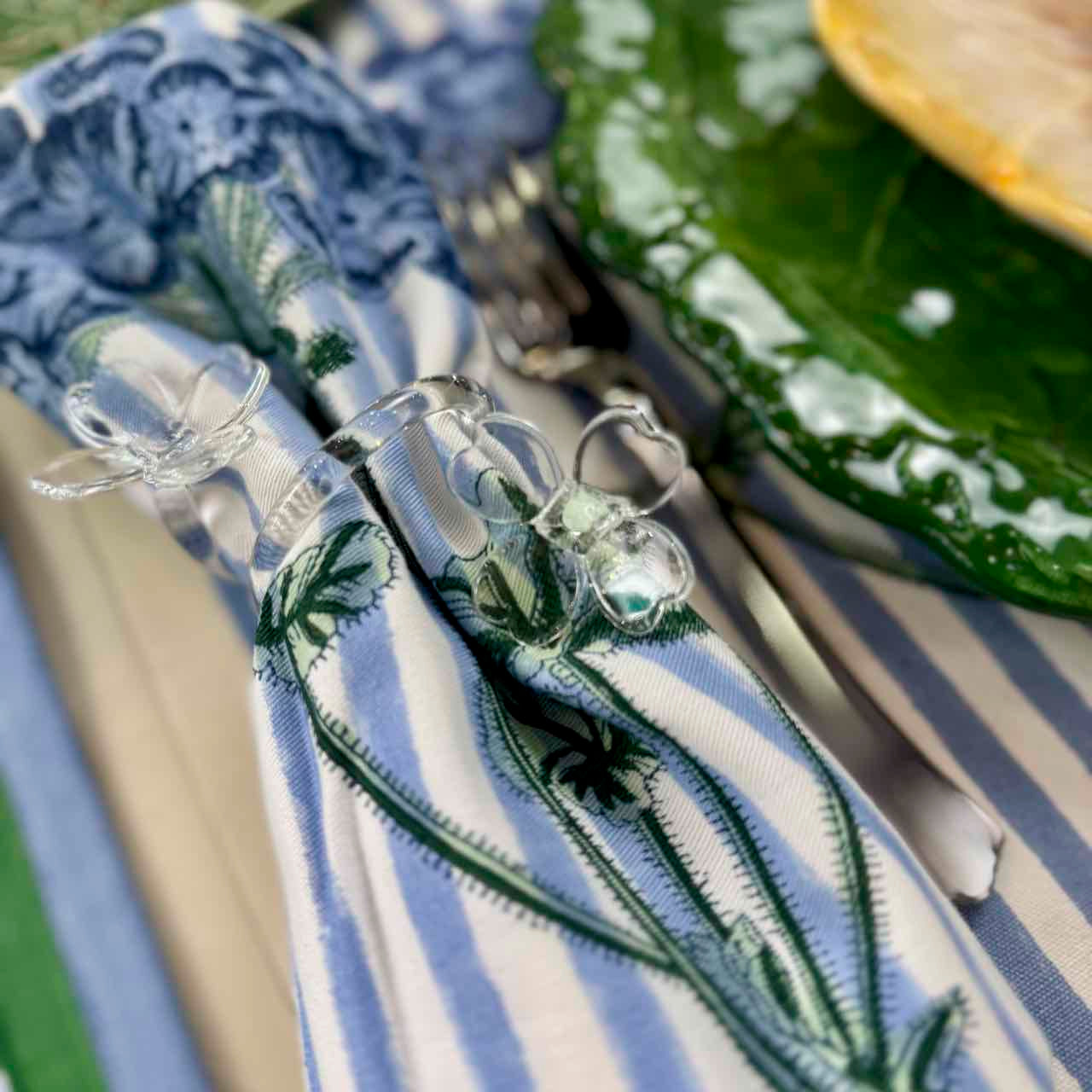 Clear Glass Flower Napkin Ring