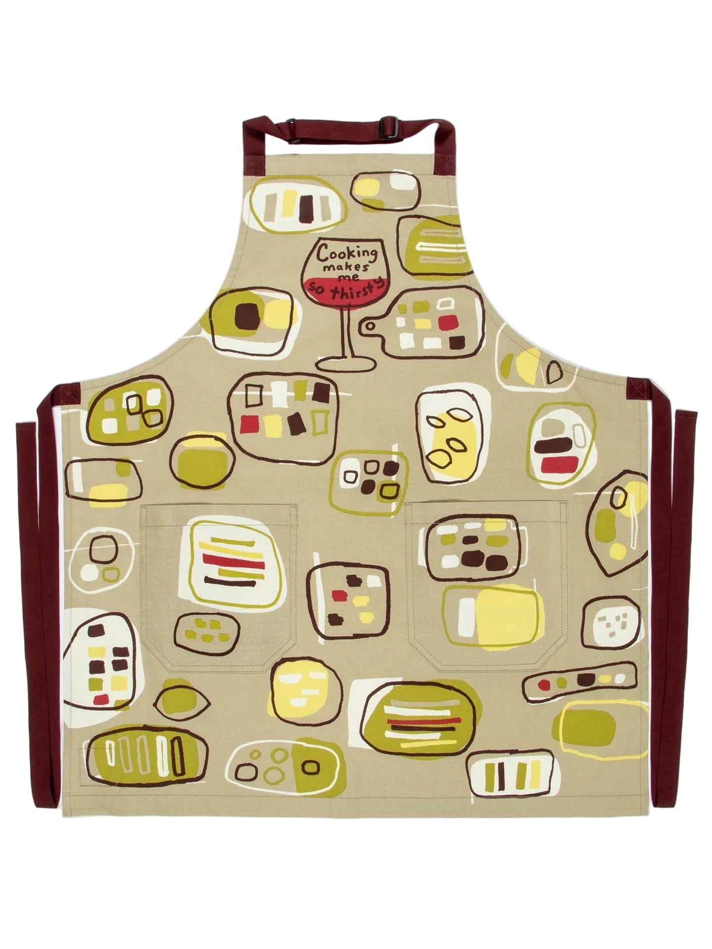 Colorful apron with abstract patterns on a white background