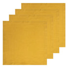 Set of three mustard yellow placemats on a white background