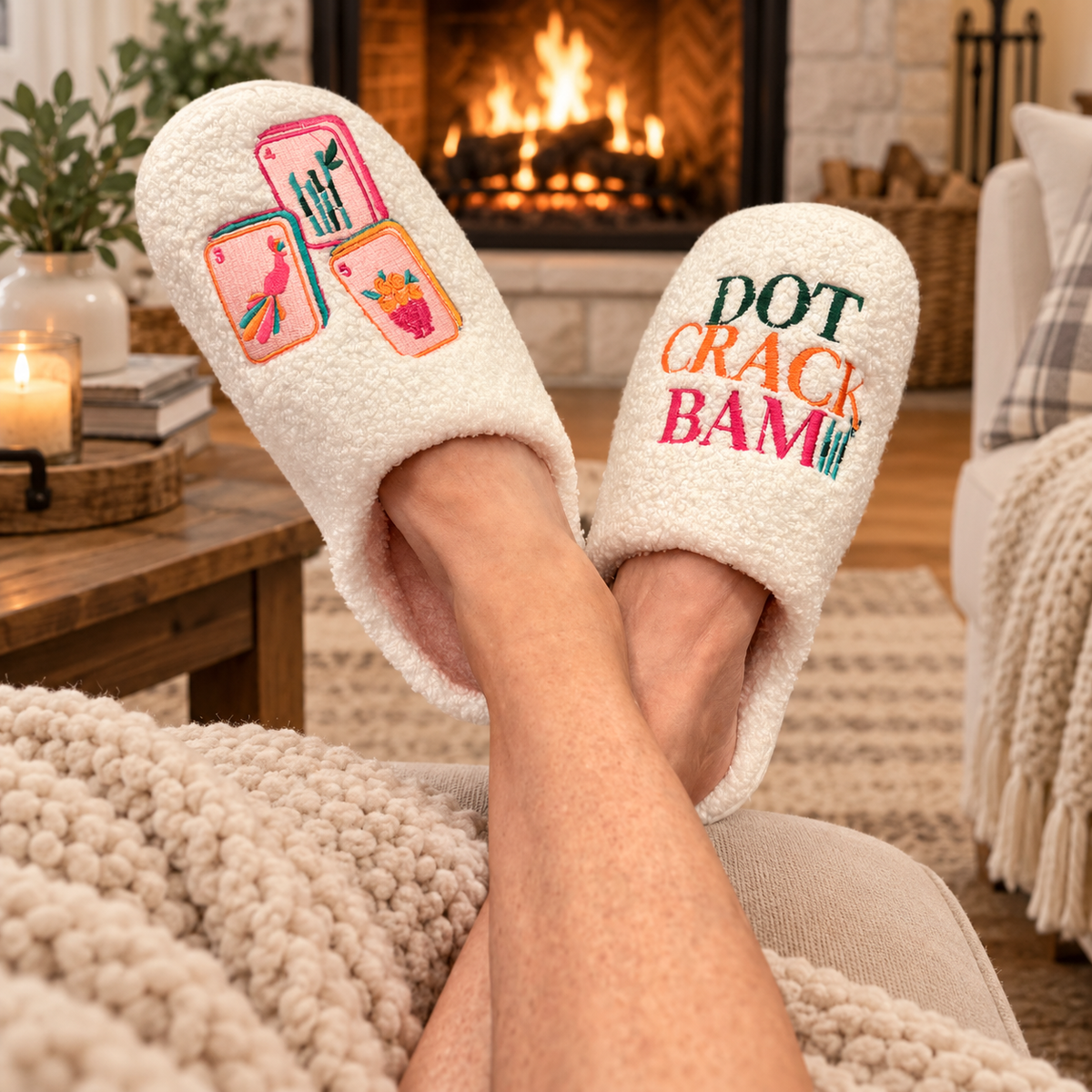Dot Crack Bam Mahjong Slippers