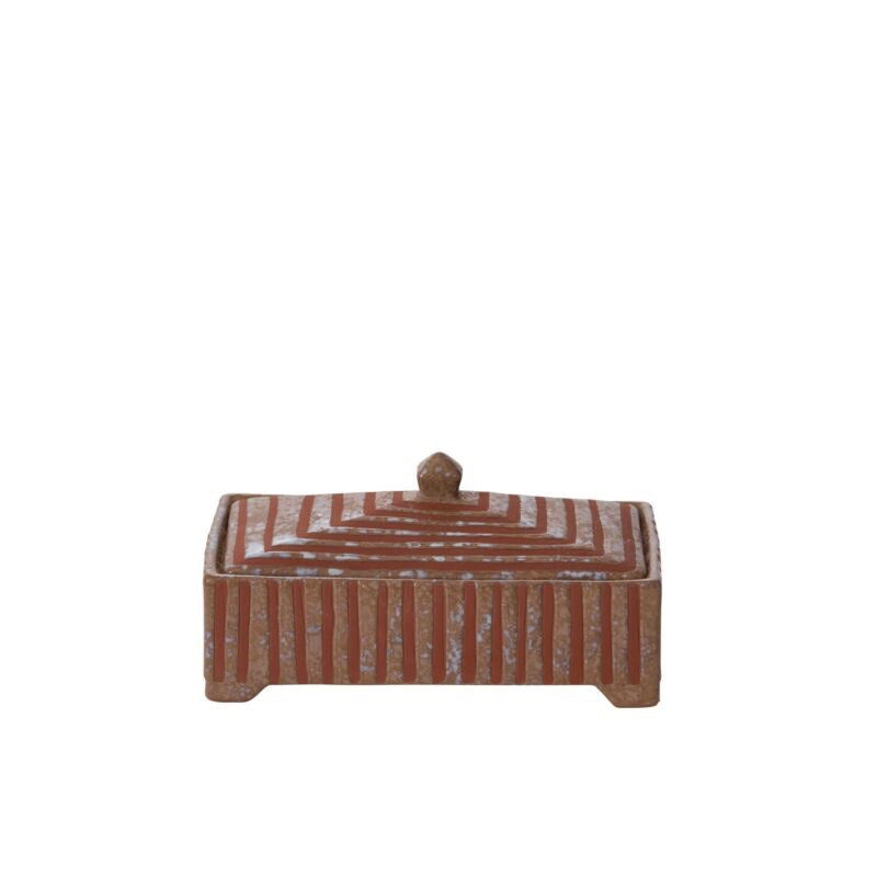 Small rectangular box with a lid on a white background