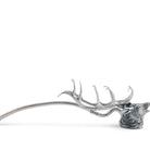 Silver deer head with antlers on a white background