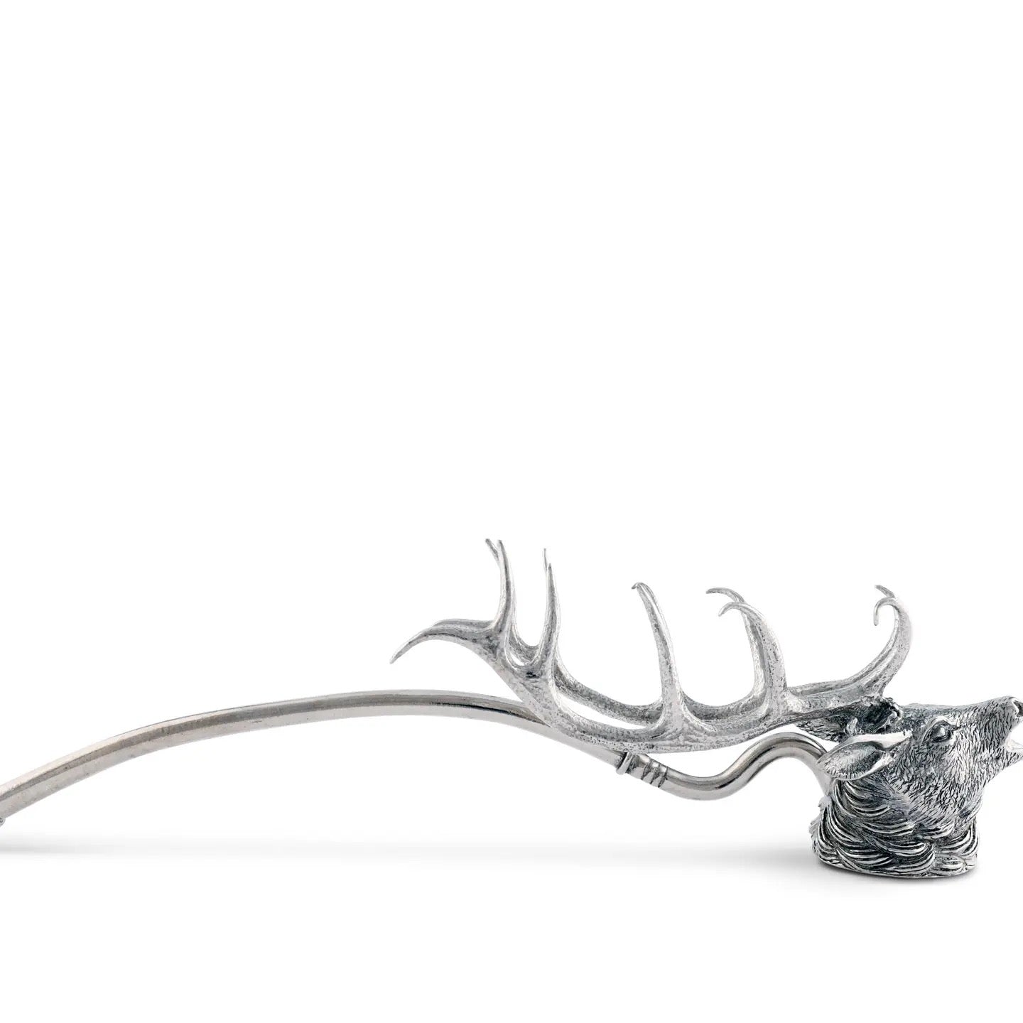 Silver deer head with antlers on a white background