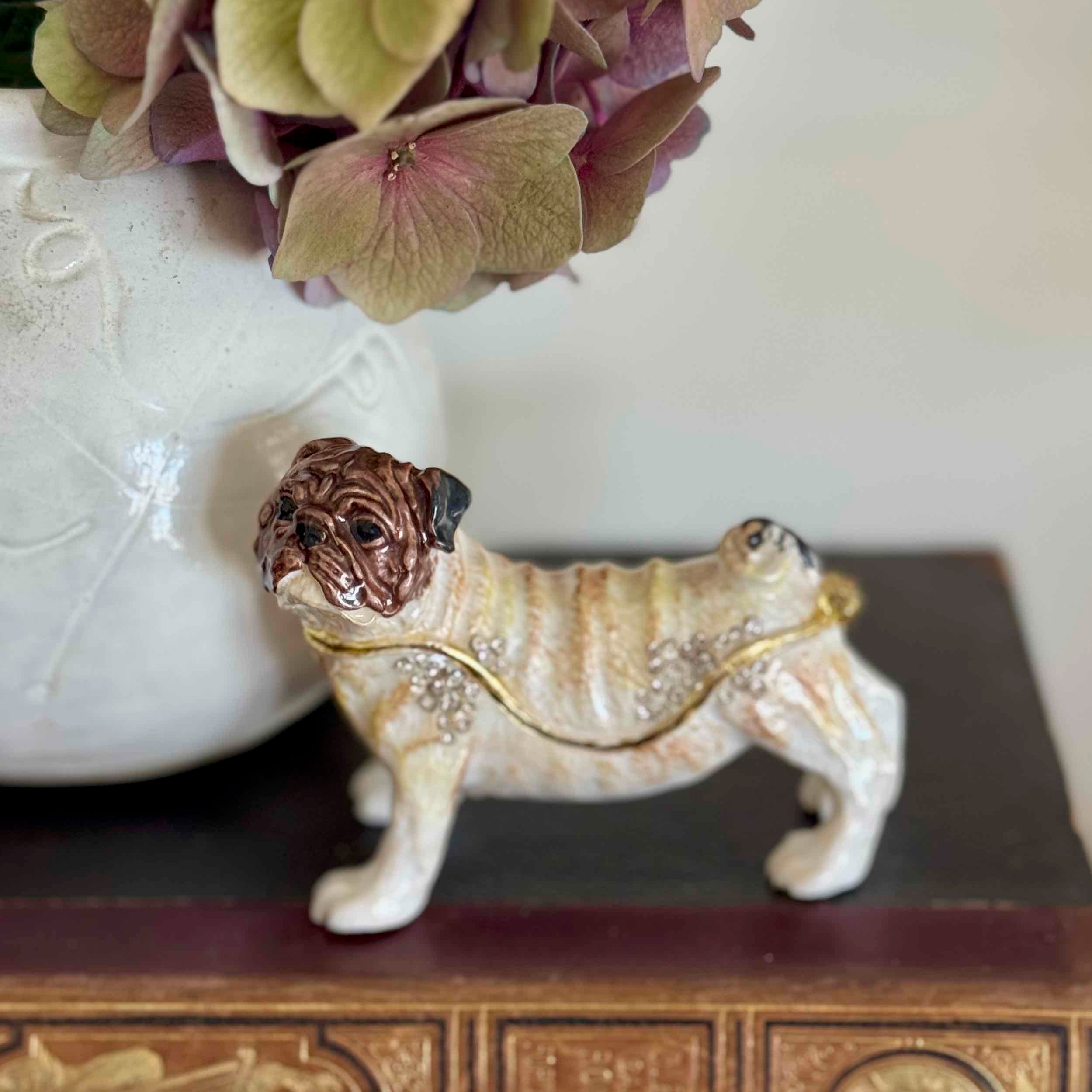 Enameled Pug Trinket Box