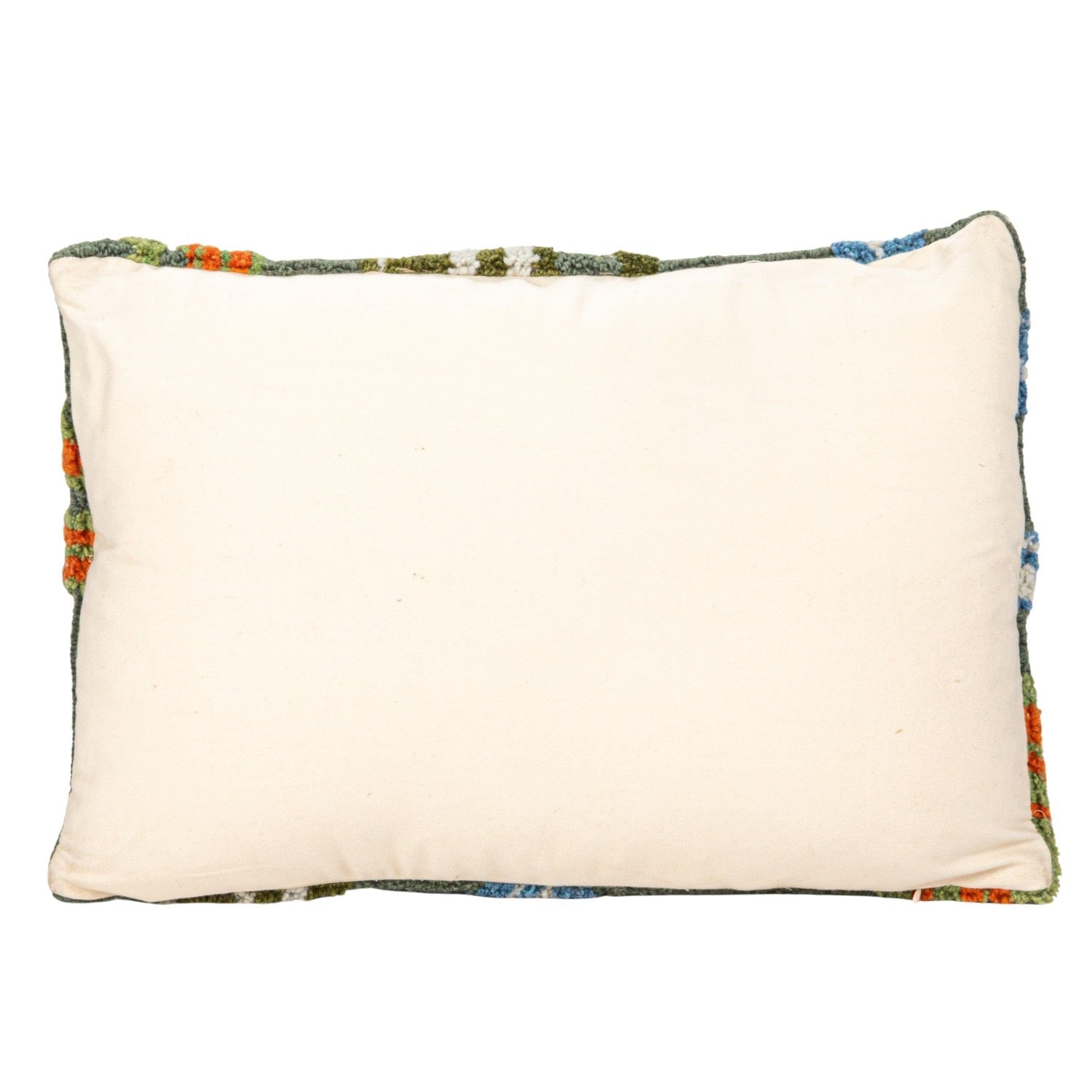Decorative pillow with a colorful pattern on a white background