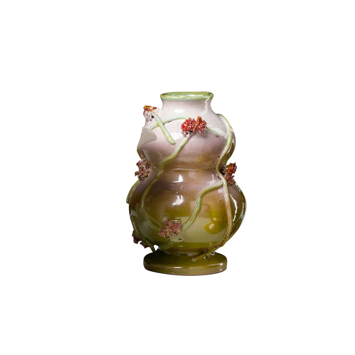 Decorative vase with floral design on a white background