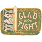 Green Glad container with fish illustrations and text on a white background
