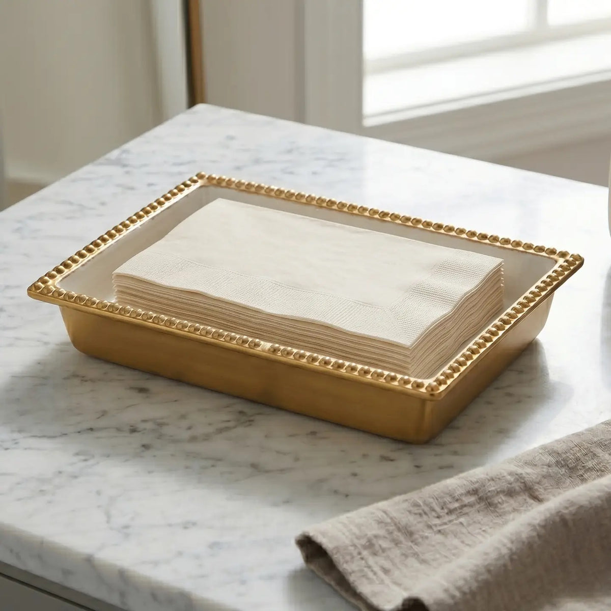 Gold Beaded Napkin Holder