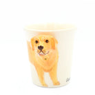 Candle with a dog design on a white background