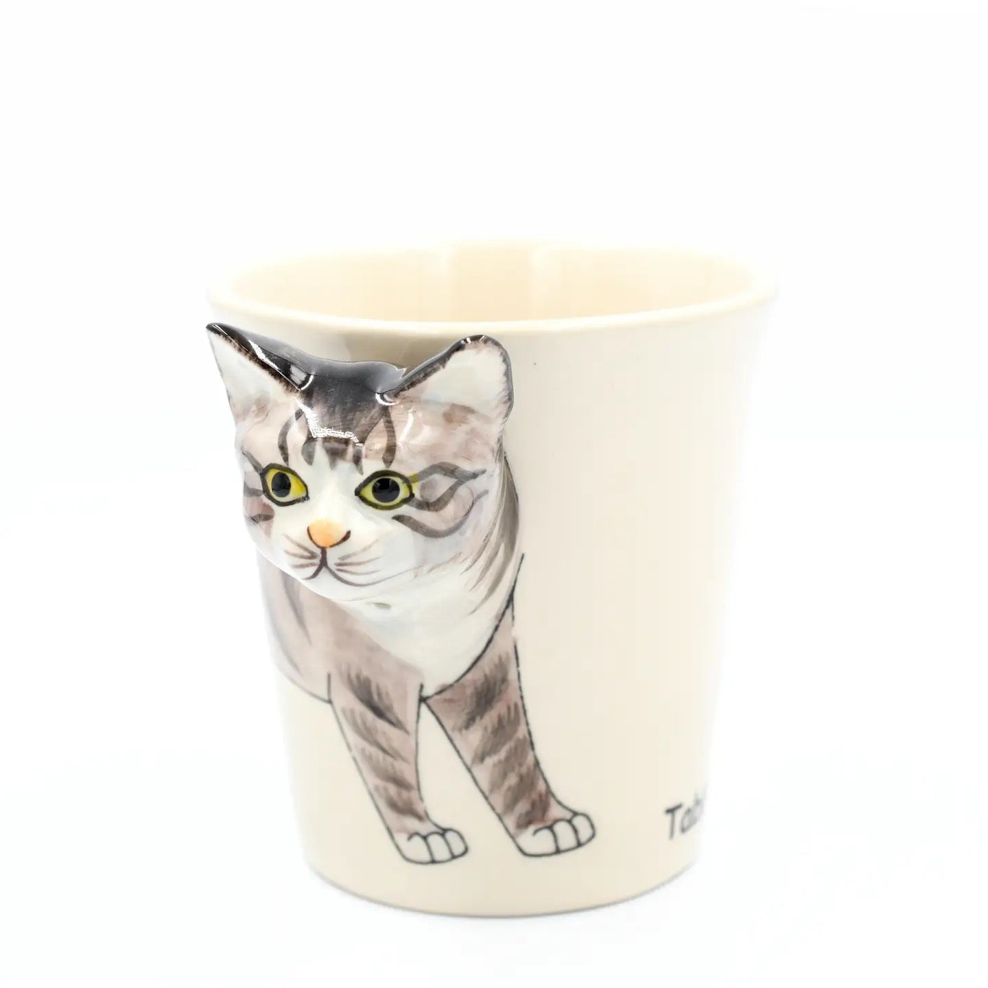Mug with a cat illustration on a white background