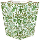 A three-panel folding screen or decorative wall panel featuring a green botanical and floral pattern on a white background, with a thin gold-toned edge trim.