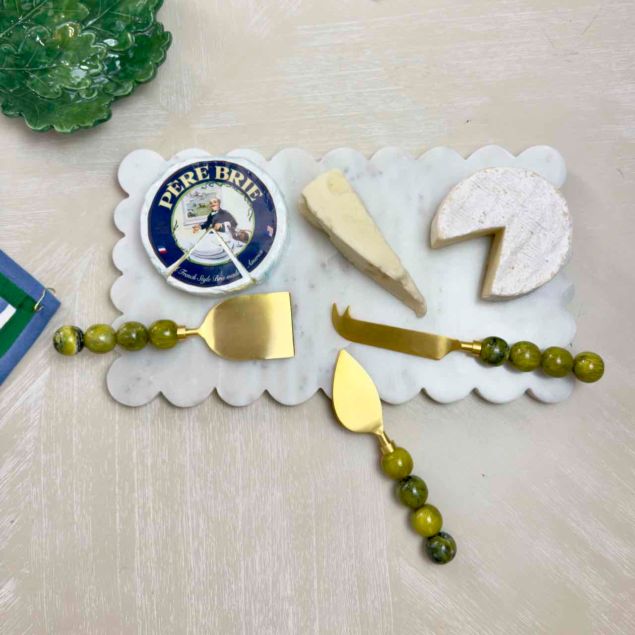 Green Marbled Cheese Knife Set