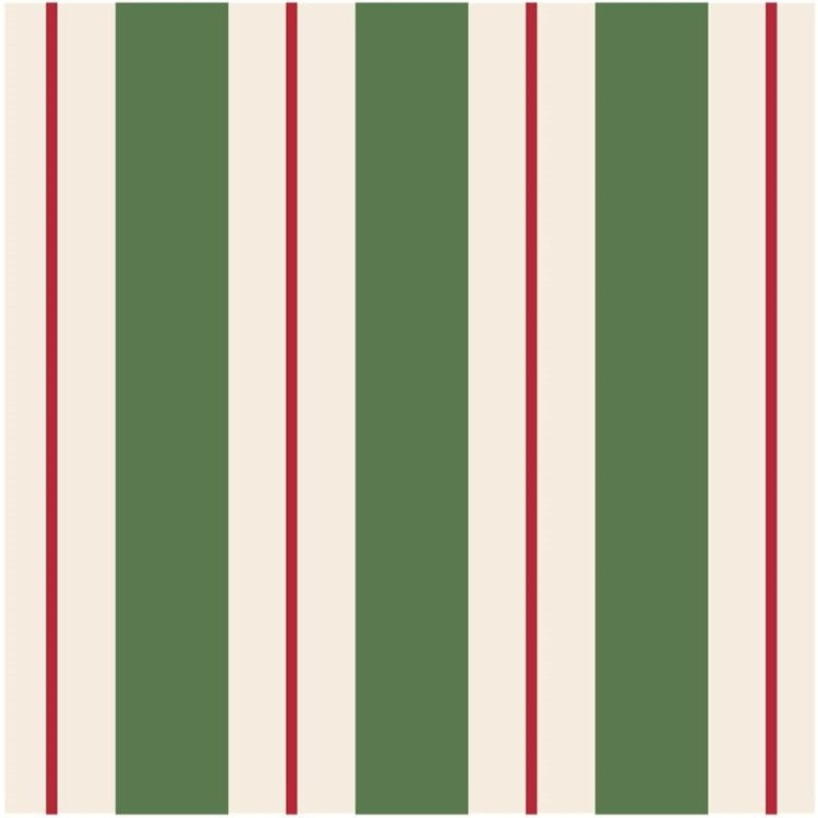 Green & Red Awning Stripe Cocktail Napkin 