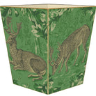 Wastebasket with deer design on a green background