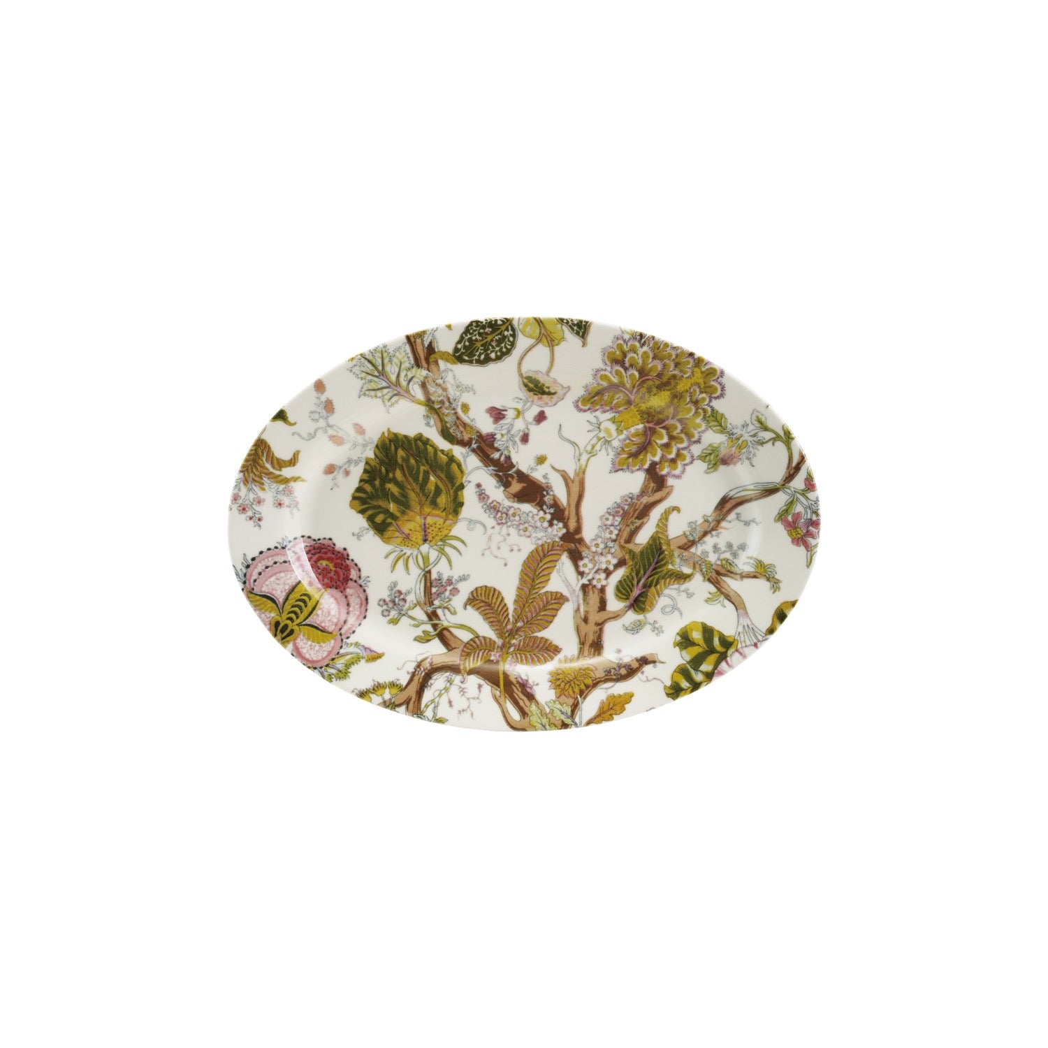 Decorative plate with floral and butterfly design on a white background