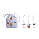 Set of cocktail-themed straws with a drawstring bag on a white background