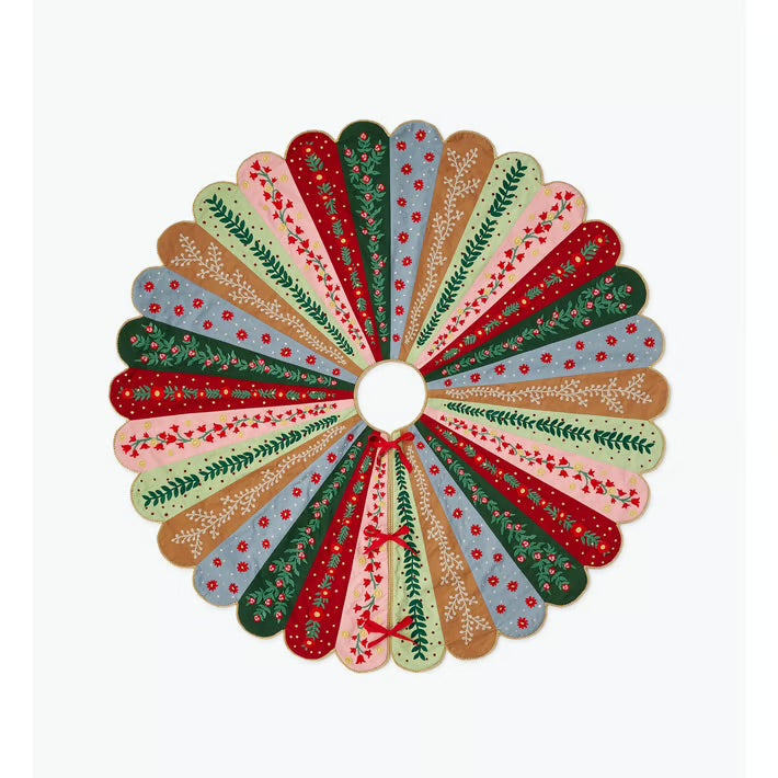 Holly Jolly Embroidered Tree Skirt