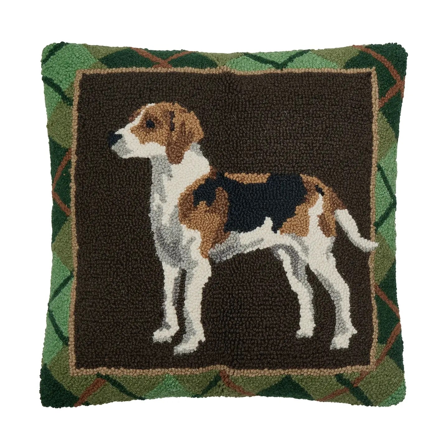 Hunting Dog Wool Hooked Pillow
