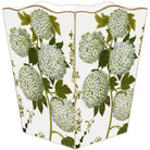 Decorative waste bin with floral design on a white background