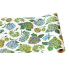Roll of paper with green and blue floral pattern on a white background