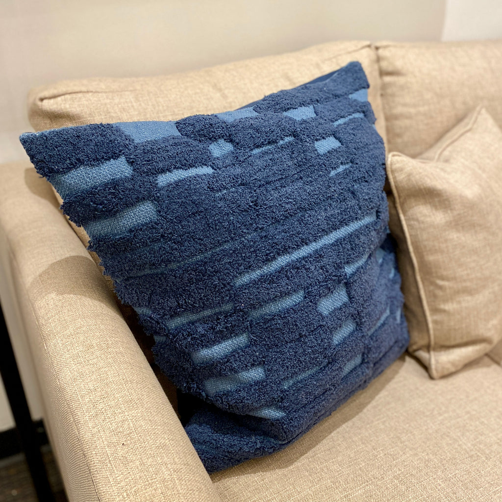 Geometric Plush Blue Pillow