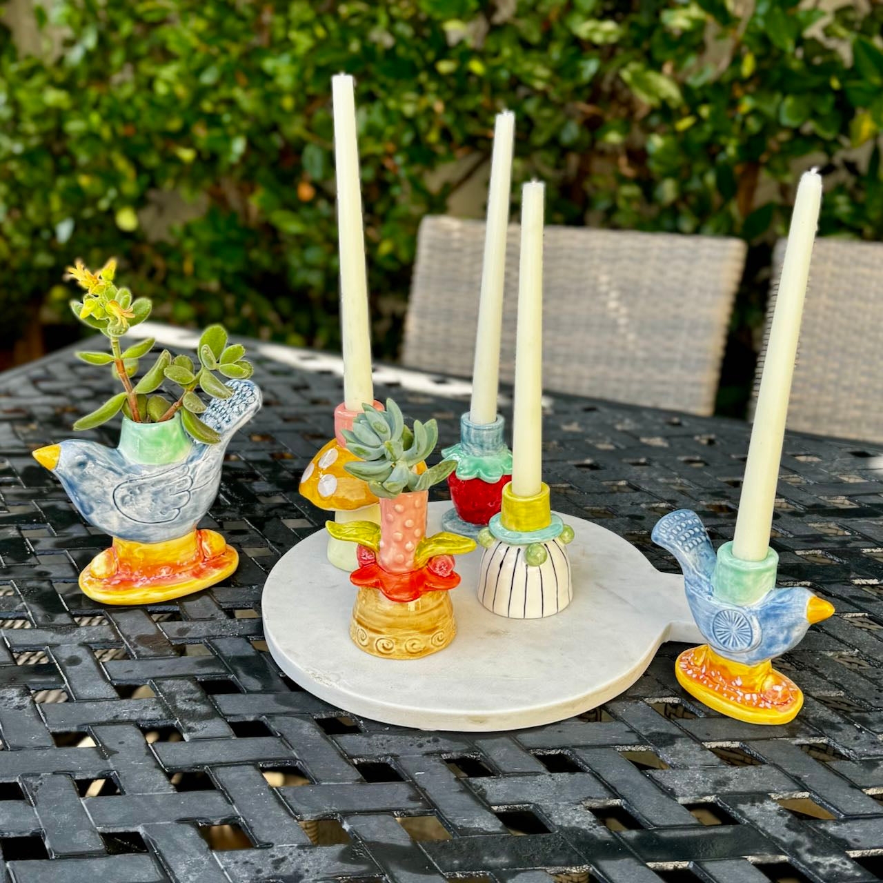 Whimsical Blue Bird Stoneware Candleholder – Thomas Lee Living