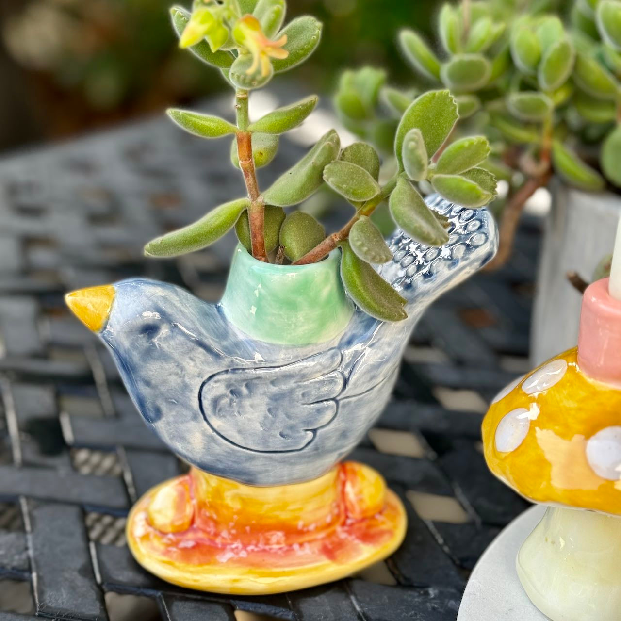 Whimsical Blue Bird Stoneware Candleholder – Thomas Lee Living