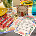 Add a little color to any setting with the Fiesta Floral Place Card. Hand-painted florals frame names, dishes, and more on this festive place card. Place cards can make guests feel extra special at your gatherings. They also make wonderful buffet labels! Designed and printed in the USA on FSC certified, recycled content.