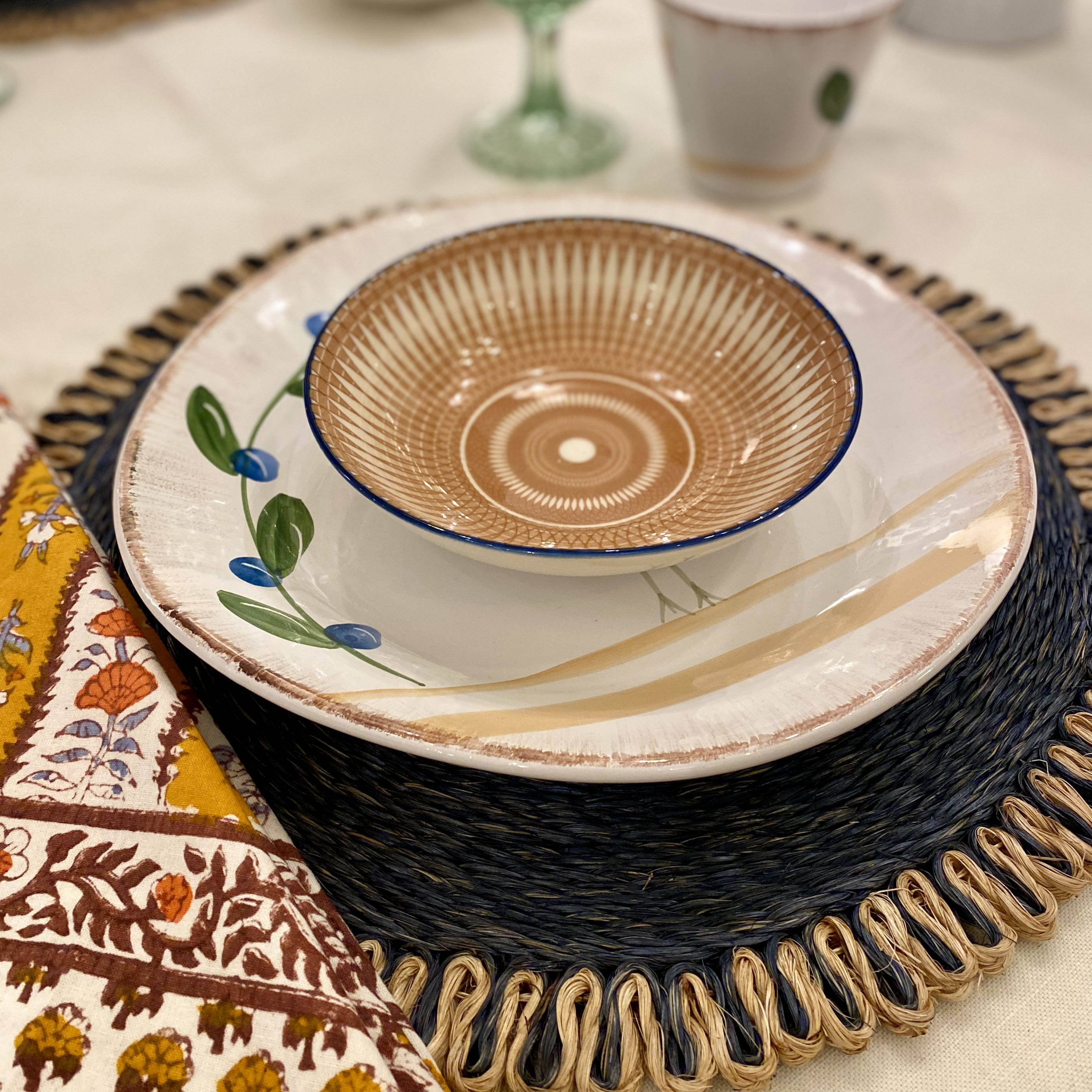 Geometric Ceramic Berry Bowl