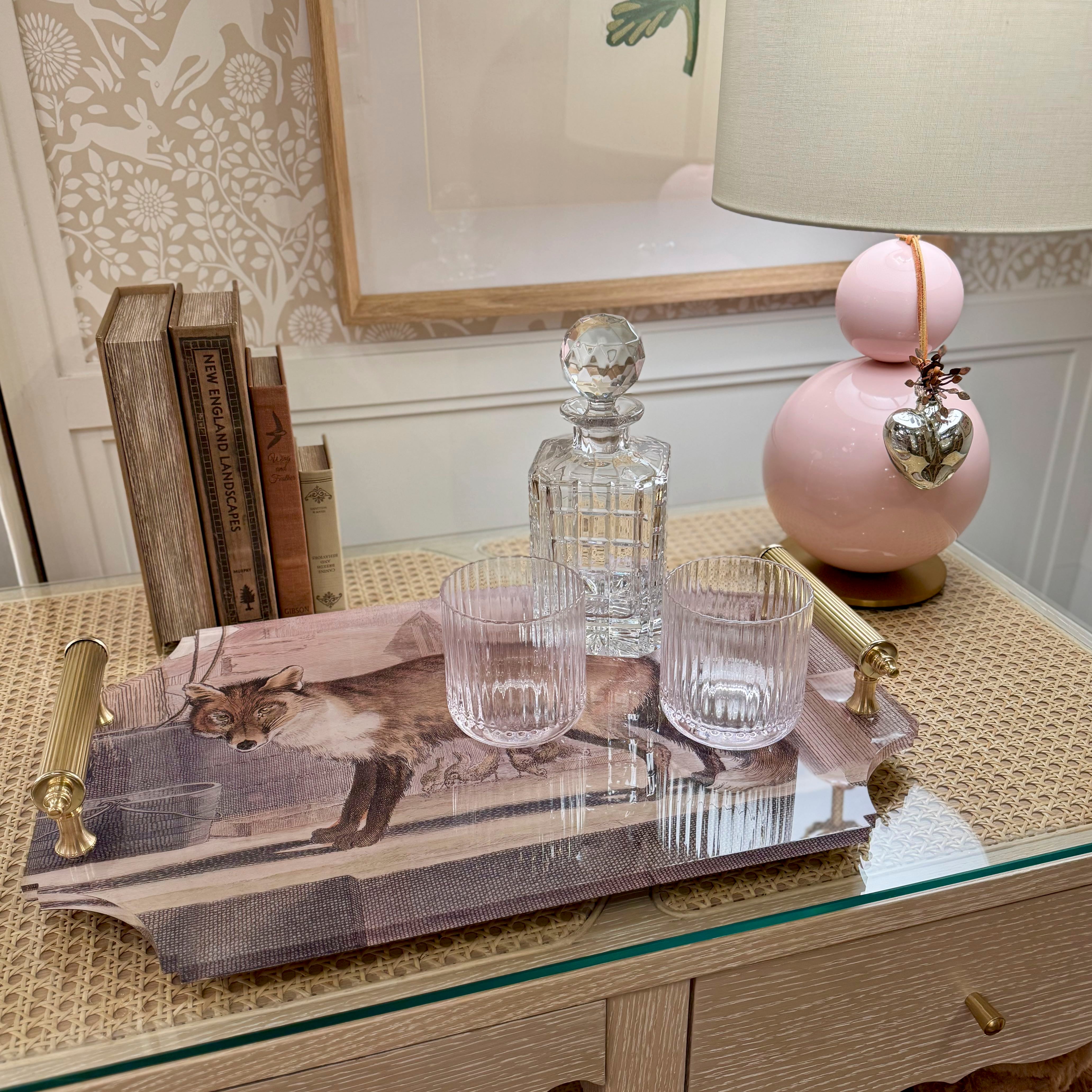 Acrylic Fox Tray with Handles