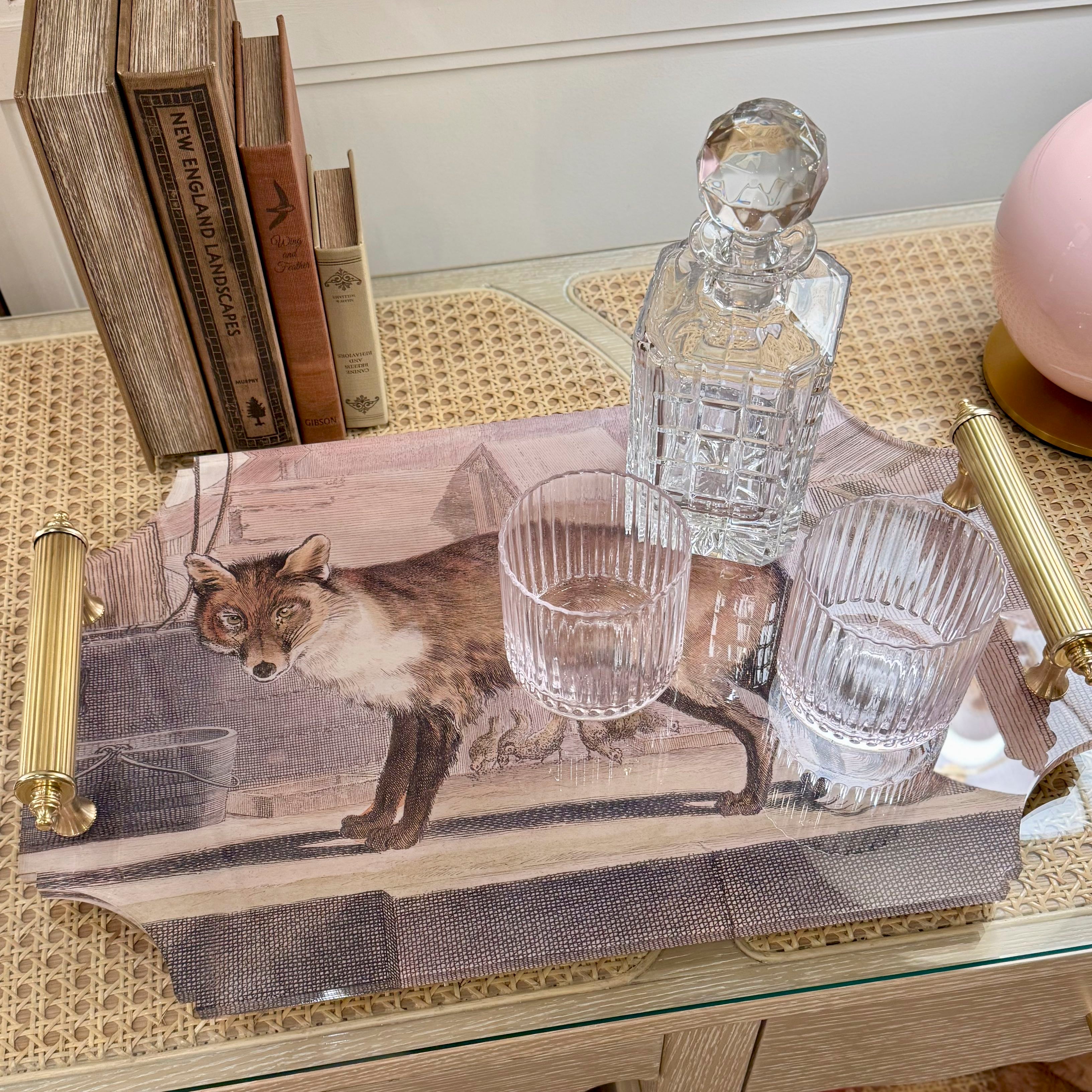 Acrylic Fox Tray with Handles