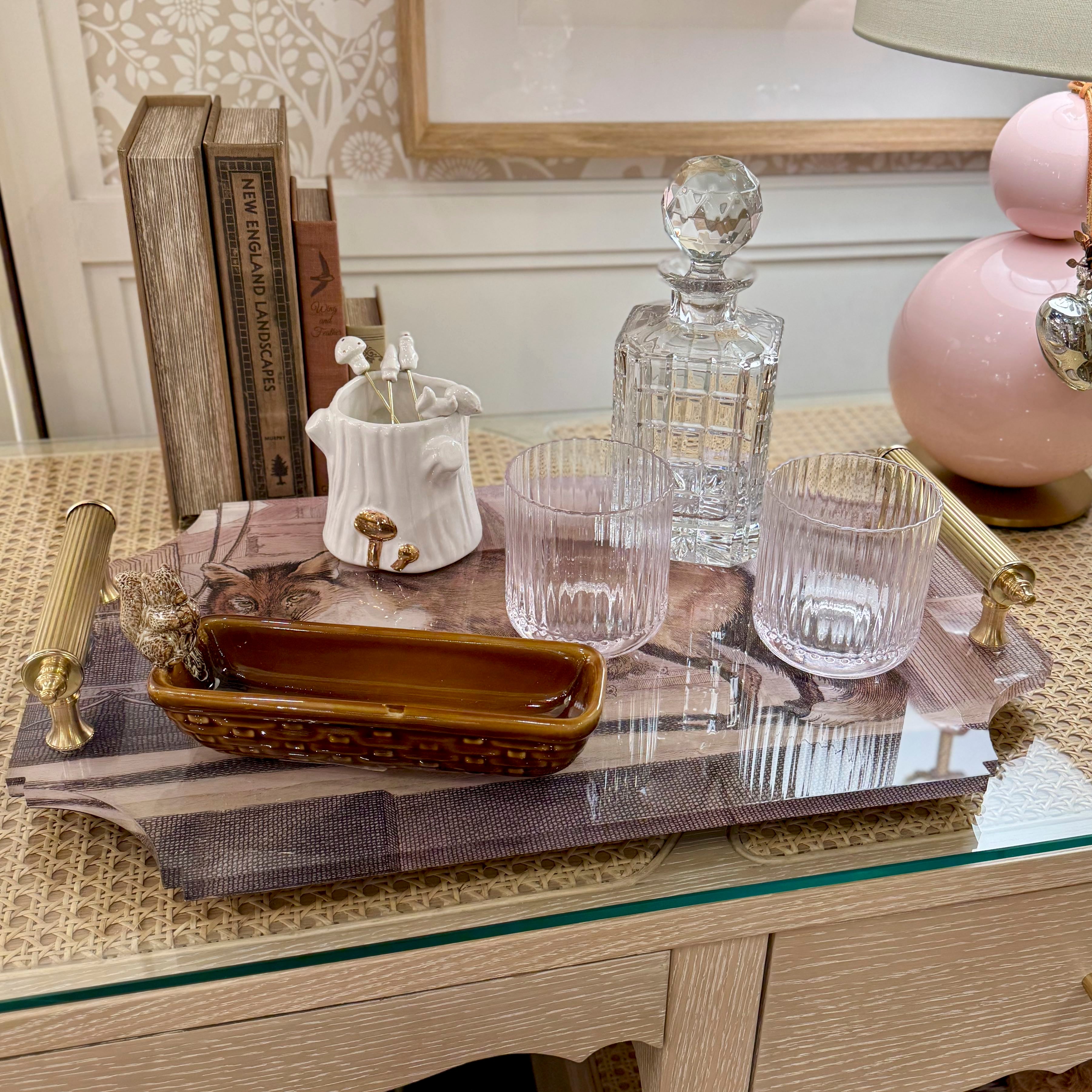 Acrylic Fox Tray with Handles