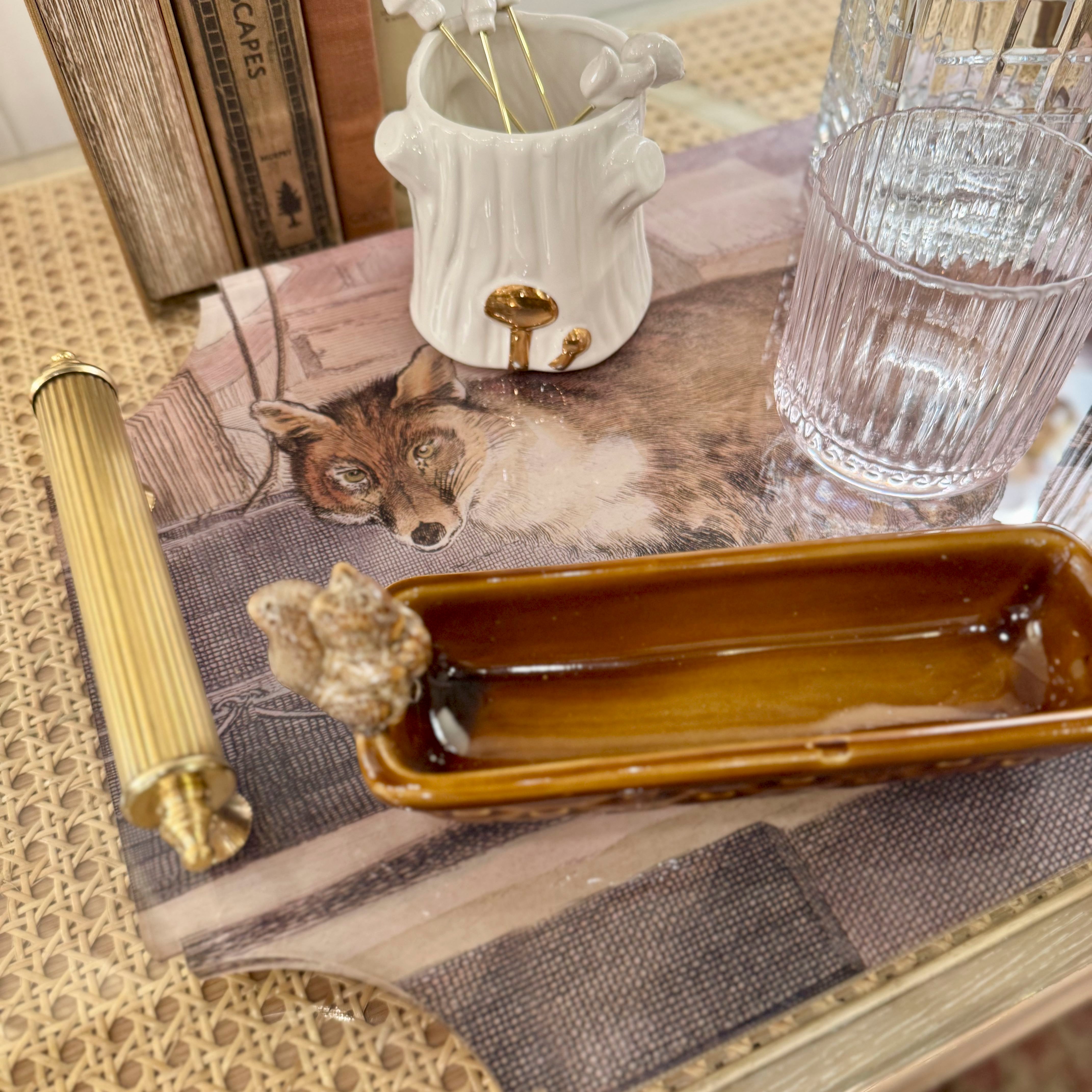 Acrylic Fox Tray with Handles