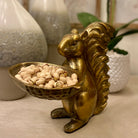 Squirrel Dish made of metal and antique gold finish