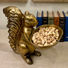 Squirrel Dish made of metal and antique gold finish