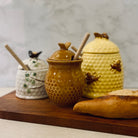 Honey Bee Clover Stoneware Honey Pot