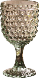 Green Hobnail Glass Goblet