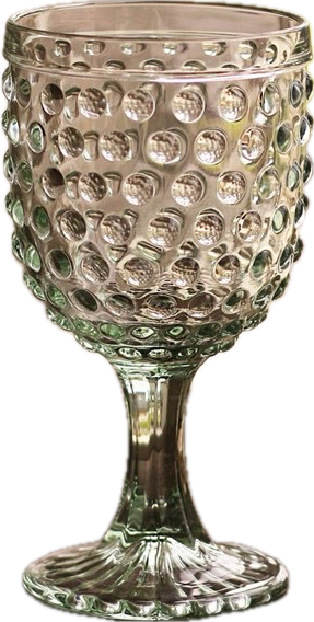 Green Hobnail Glass Goblet